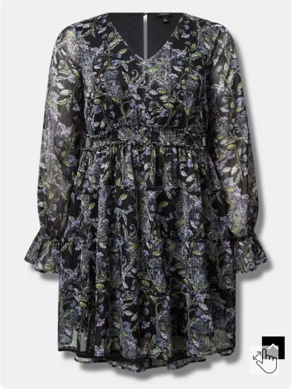 EUC Mini Lurex Chiffon Tiered Dress - Picture 5 of 10